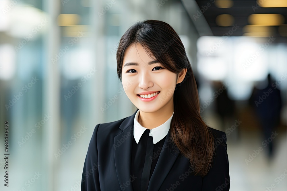 young smiling asian business woman in an office setting young smiling asian business woman in an office setting
