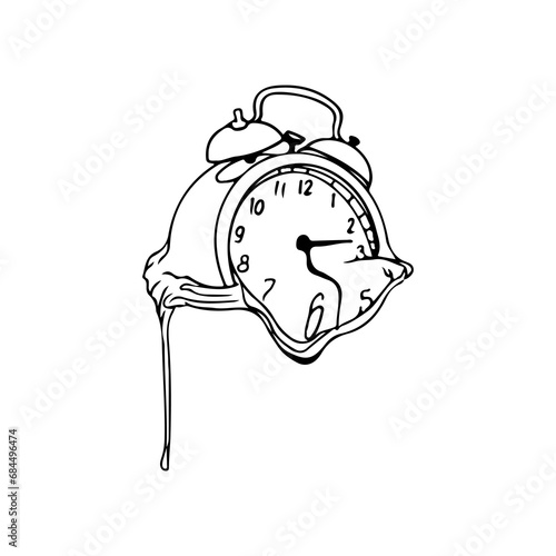 vector illustration of melting concept alarm clock
