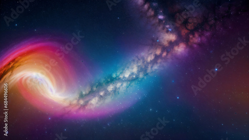 Bunte Galaxien . Weltraum mit Milchstraßen und Sternen KI Generated photo