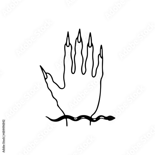 vector illustration of hand and snake concept