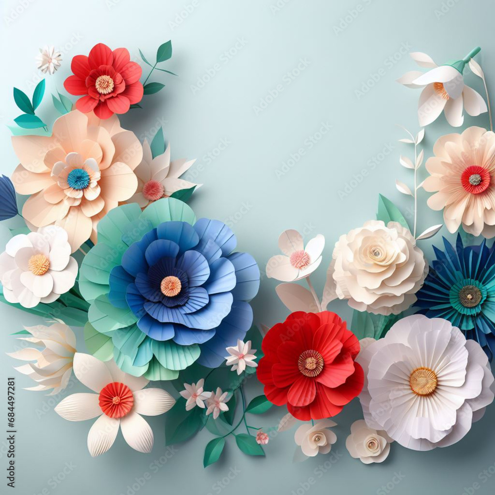 flower frame made of paper 紙で作った花枠 flower frame made of paper 紙で作った花枠