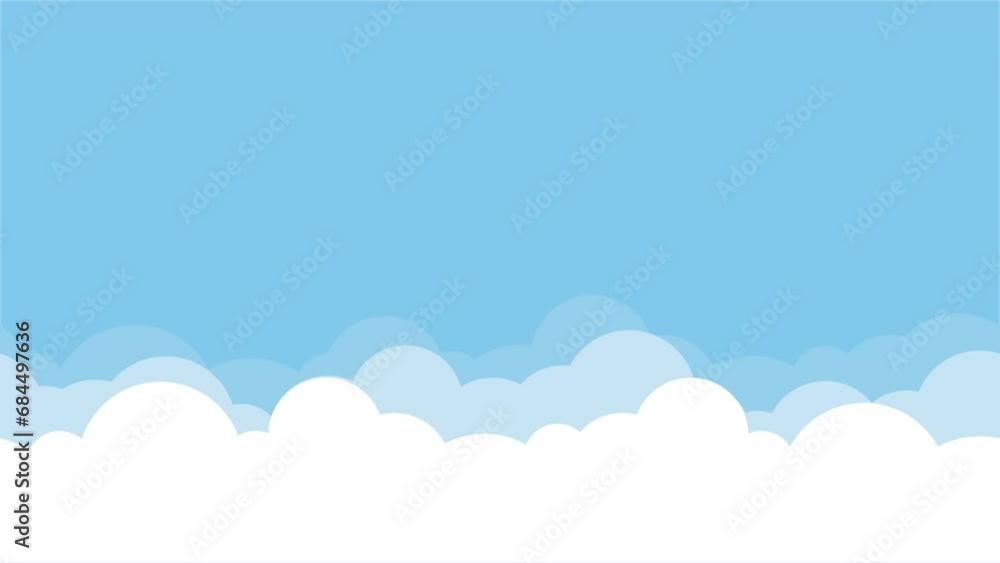 Cute white cloud on bright blue sky loop animation Cute white cloud on bright blue sky loop animation