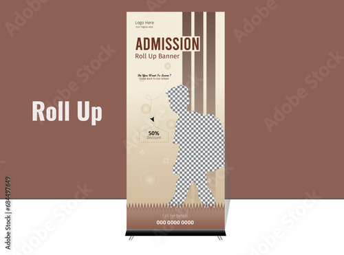  Attractive and modern education admission Rollup Banner With Abstract Shape.