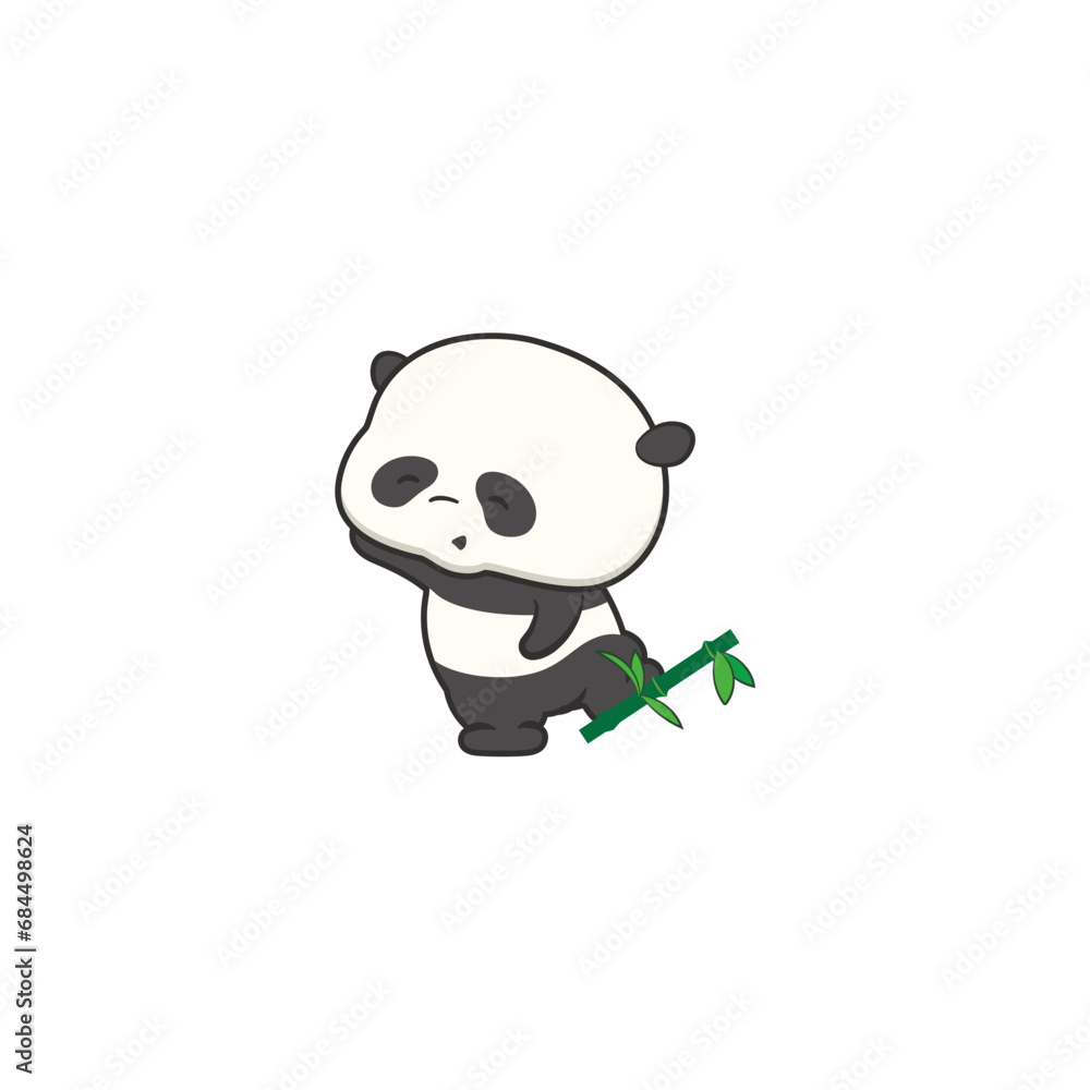 set of cute pandas carrying bamboo illustration set of cute pandas carrying bamboo illustration