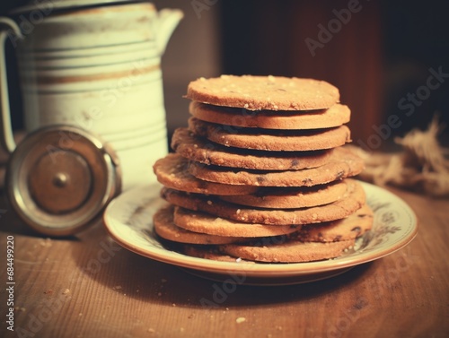Wallpaper Mural A stack of cookies on a plate. Generative AI. Torontodigital.ca