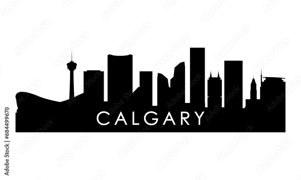 Calgary skyline silhouette. Black Calgary city design isolated on white background.