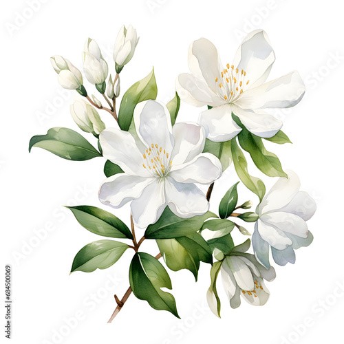 Night blooming jasmine, Flowers, Watercolor illustrations