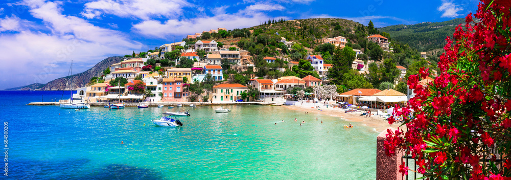 One of the most beautiful traditional greek villages - scenic Assos in Kefalonia (Cephalonia) Ionian islands , popular tourist destination in Greece