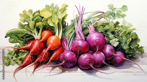 Farm-fresh vegetables. Vegetables illustration and clip art. Watercolor. 