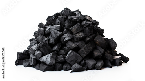 a pile of black coal isolated on a white background
