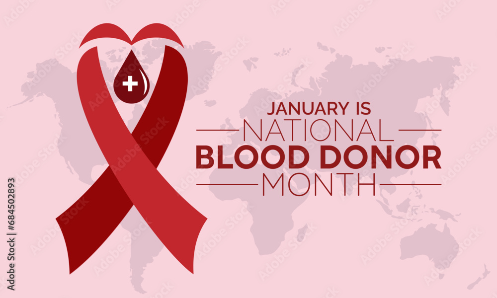 Fototapeta premium National Blood Donor Month vector template. Saving Lives with Blood Donation and Medical Support Illustration. background, banner, card, poster design.