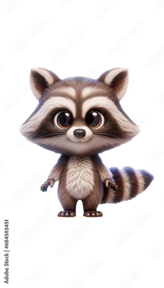 Cute raccoon. 3D cartoon animal