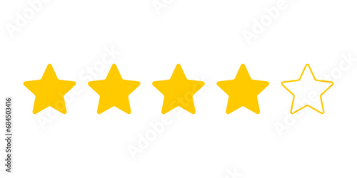 Five stars quality rating icon. Star rating symbols. Vector illustration.