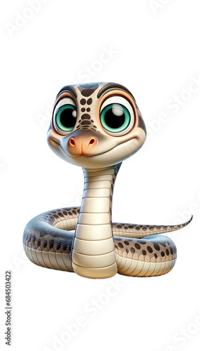 Smiling snake. 3D cartoon animal