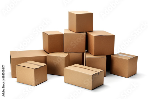 several boxes of cardboard boxes isolated on white background © Rangga Bimantara