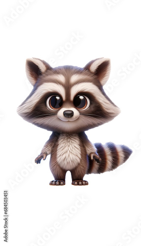 Cute raccoon. 3D cartoon animal