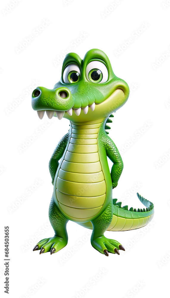 Fototapeta premium Friendly crocodile. 3D cartoon animal