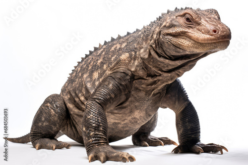 Giant Indonesian varanus  Varanus komodoensis  on white background