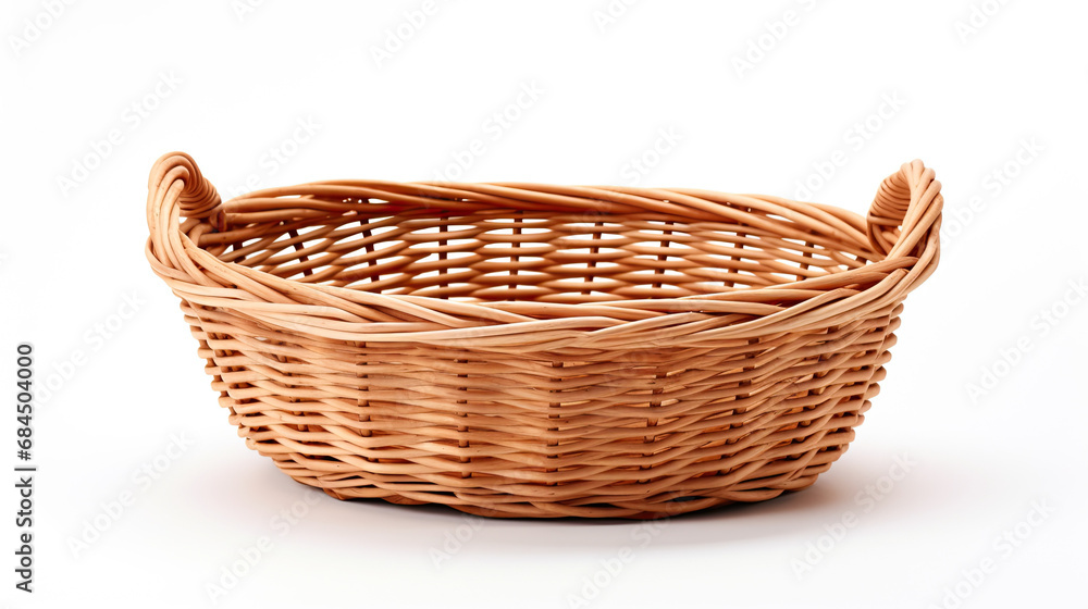 an empty wicker basket isolated on a white background an empty wicker basket isolated on a white background