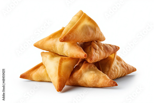 a pile of samosas isolated on white background