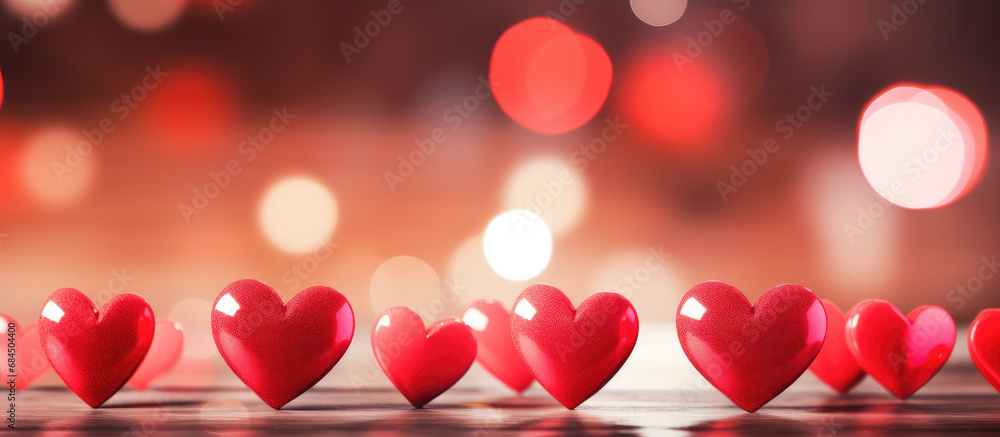 Valentine's Day concept. Abstract background with red heart shape bokeh