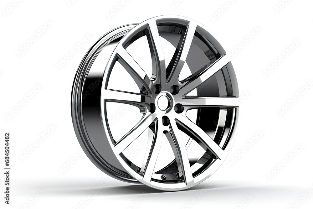 racing silver car wheel isolated on white background