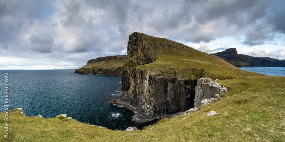 Steep cliff at Neist Point, Isle of Skye, Inner Hebrides, Scotland, United Kingdom, Europe