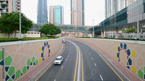Scenic View of Dubai Streets in Sunday Morning photo