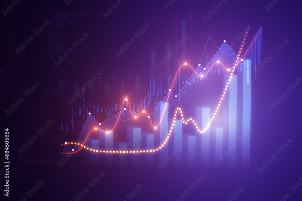 Upward Trend and Profit Analysis Graph Concept. 3D Rendering Upward Trend and Profit Analysis Graph Concept. 3D Rendering