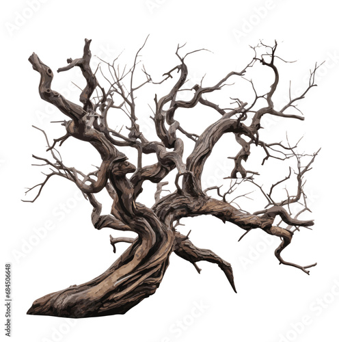 Vector illustration of dead tree on white background for Halloween decoration.