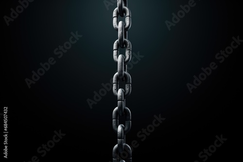 Metal chain, hanging. Ready to secure and suspend. Strong, sturdy metal chain.