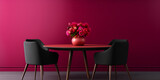 A modern dark pink living room  interior design with black chair and table with flower vase  A Modern Interior with Crimson and Dark Pink Tones AI Generative 
 