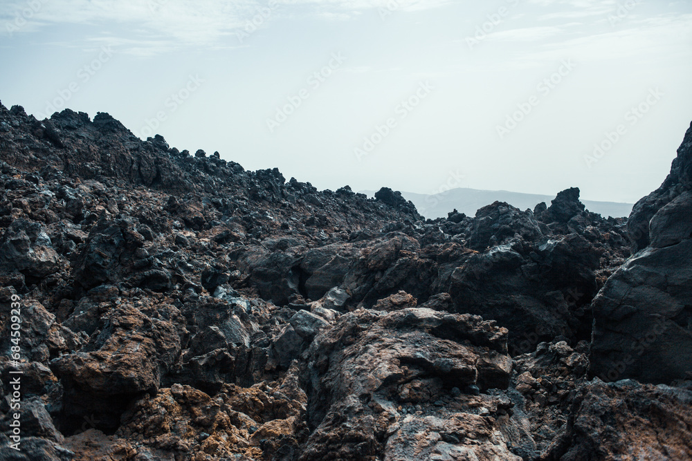 Mountain Teide top view with tracks Mountain Teide top view with tracks