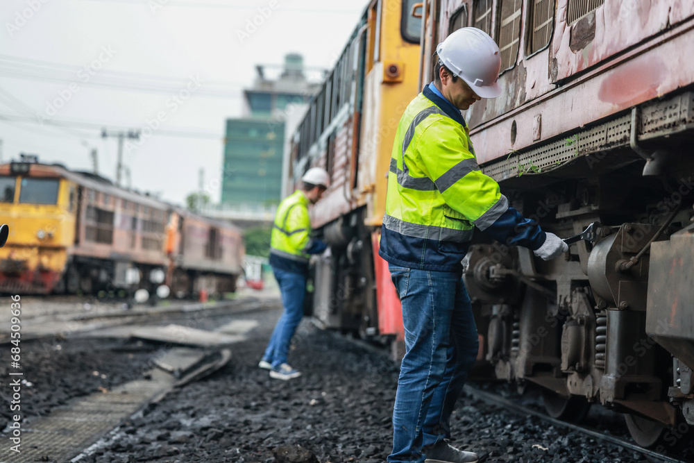 Rail technicians identify, repair engine issues, prevent fuel leaks for efficient train operation Rail technicians identify, repair engine issues, prevent fuel leaks for efficient train operation