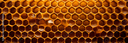 Top view of yellow hexagon honeycomb background