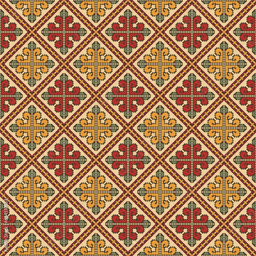 Traditional Georgian folk art embroidery vector pattern