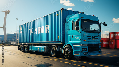 3d realistic container trucks