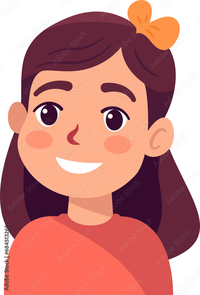 The young woman is smiling happily. Flat Style Cartoon Illustration. The young woman is smiling happily. Flat Style Cartoon Illustration.