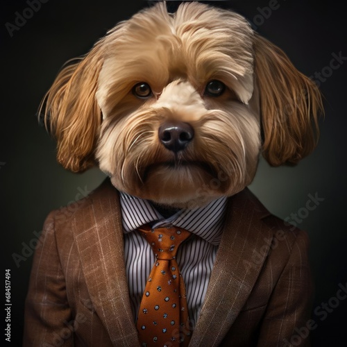 Dog in suit with tie