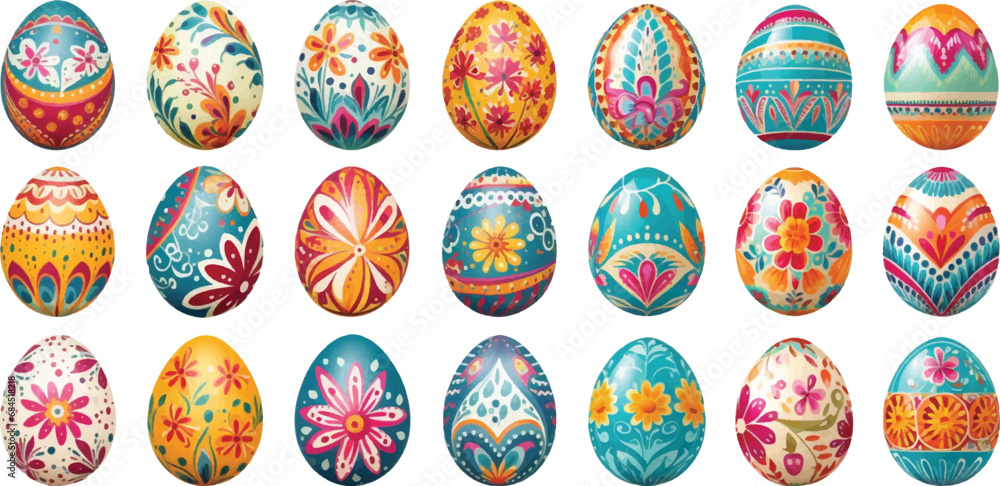Set of watercolor Easter eggs on white background. Set of watercolor Easter eggs on white background.