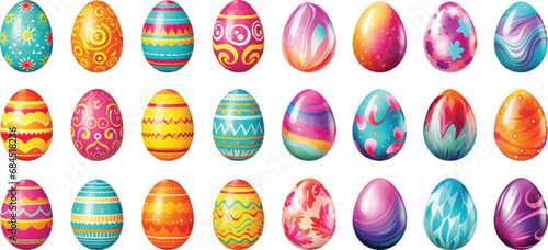 Set of watercolor Easter eggs on white background. photo