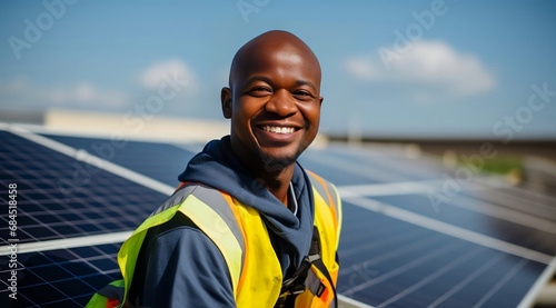 panneau solaire photovoltaïque pour l'écologie et les énergie renouvelable généré par IA, pose de panneaux  photo