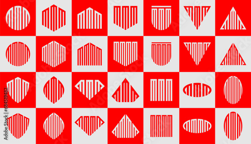 Geometric line abstract shape letter M MMM MMMM logo design set