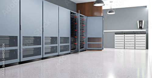 3D render of modern battery storage for small business photo