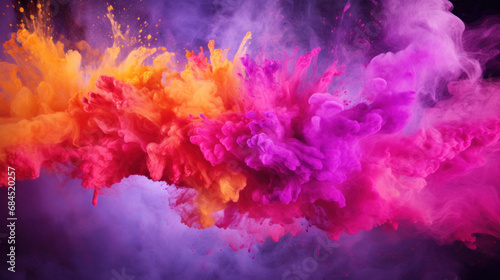 Colorful holi paint splash on purple background © red_orange_stock