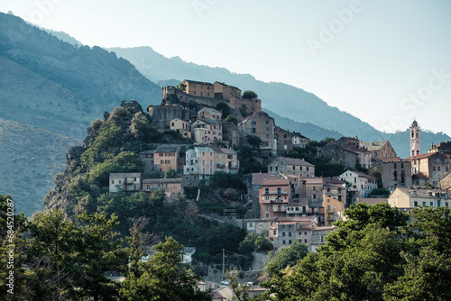 France, Haute-Corse, Corte, Hillside town on Corsica island