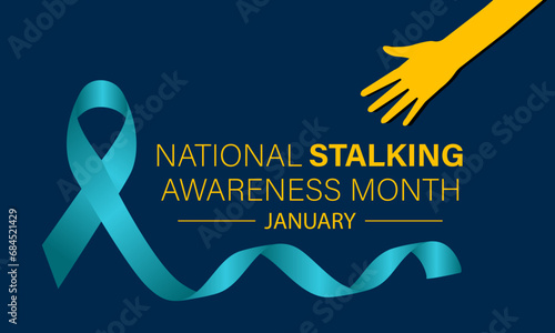 National Stalking Awareness Month vector template. Raising Awareness and Promoting Safety with Stalking Prevention and Support Graphics. background, banner, card, poster design.