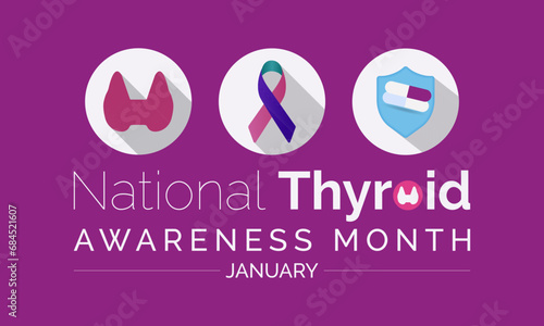 National Thyroid Awareness Month vector template. Promoting Thyroid Health and Wellness with Thyroid Gland and Medical Support Graphics. background, banner, card, poster design.