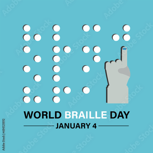 World Braille Day vector template. Celebrating Braille Literacy and Inclusion with Tactile Reading and Accessibility . background, banner, card, poster design.