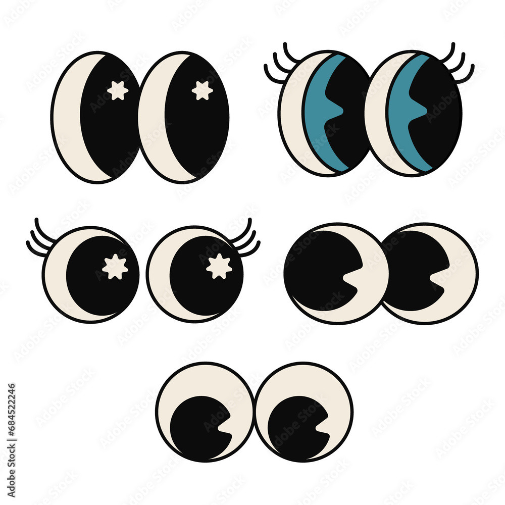 cartoon eyes collection color emotion sight cartoon eyes collection color emotion sight